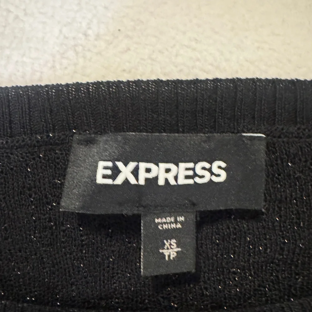 Express Black Textured Crew Neck Sweater